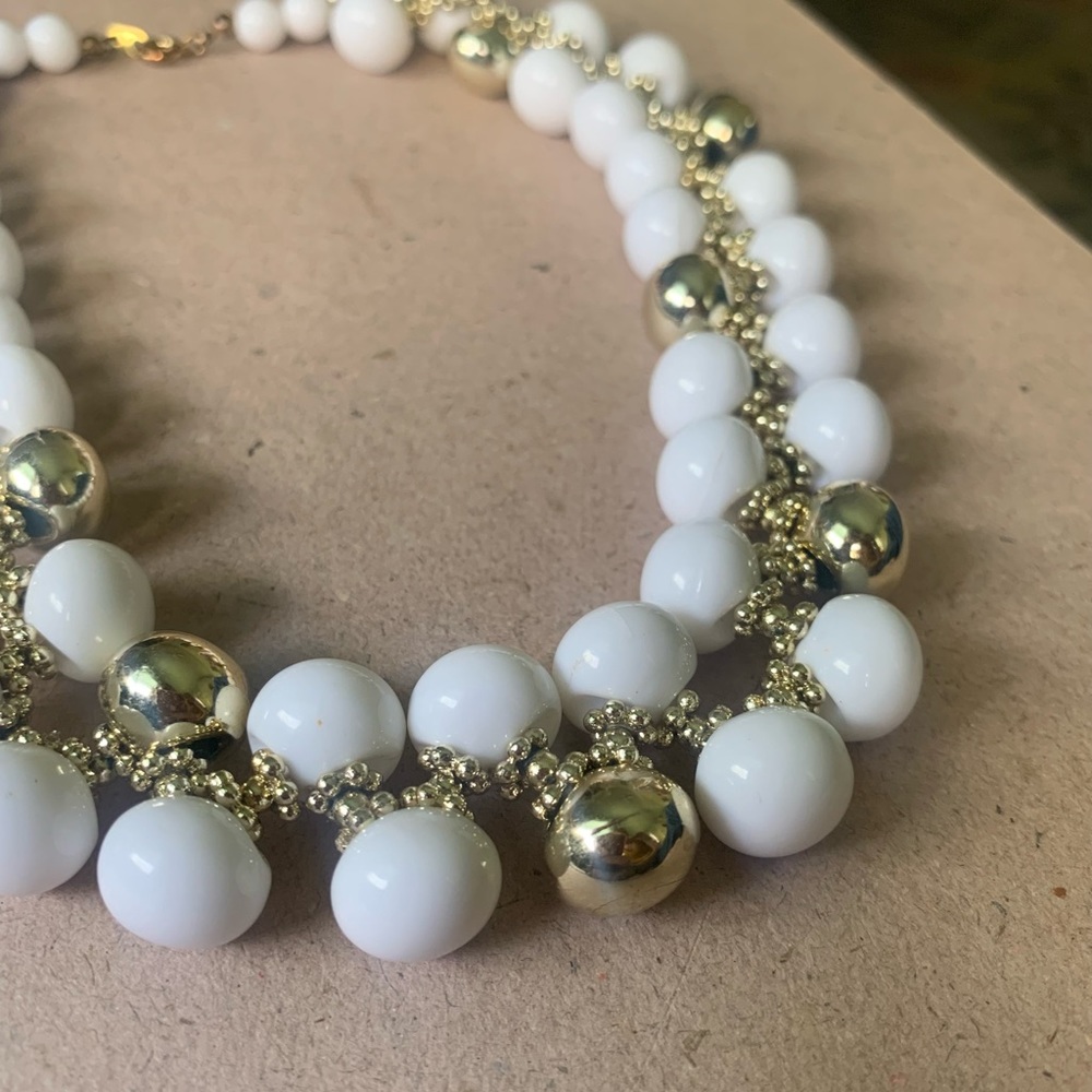 Vintage white and goldtone choker
